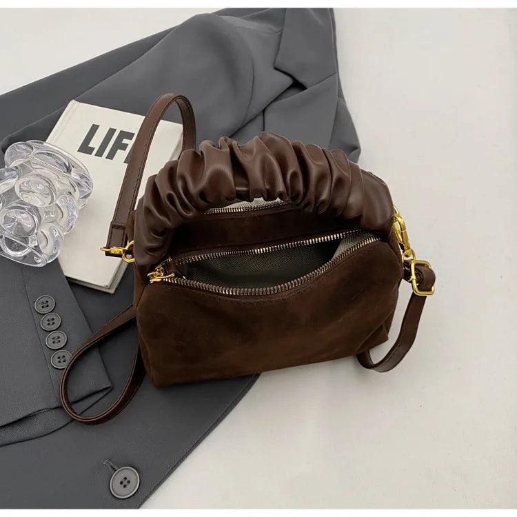 Borsa in pelle scamosciata