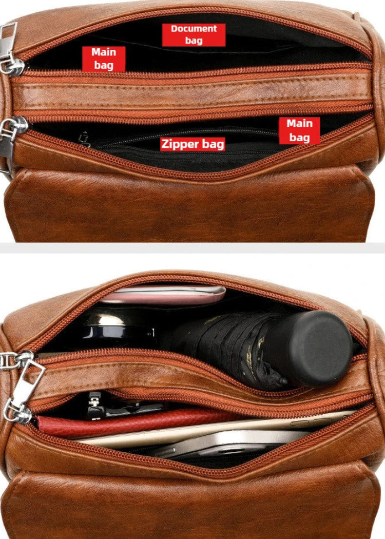 Borsa retrò in pelle cerata a olio