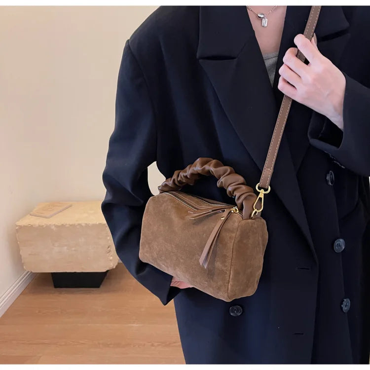 Borsa in pelle scamosciata