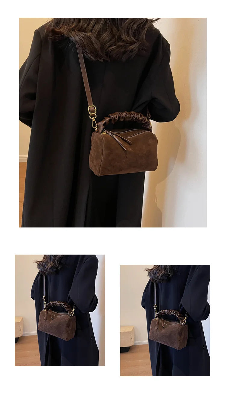 Borsa in pelle scamosciata